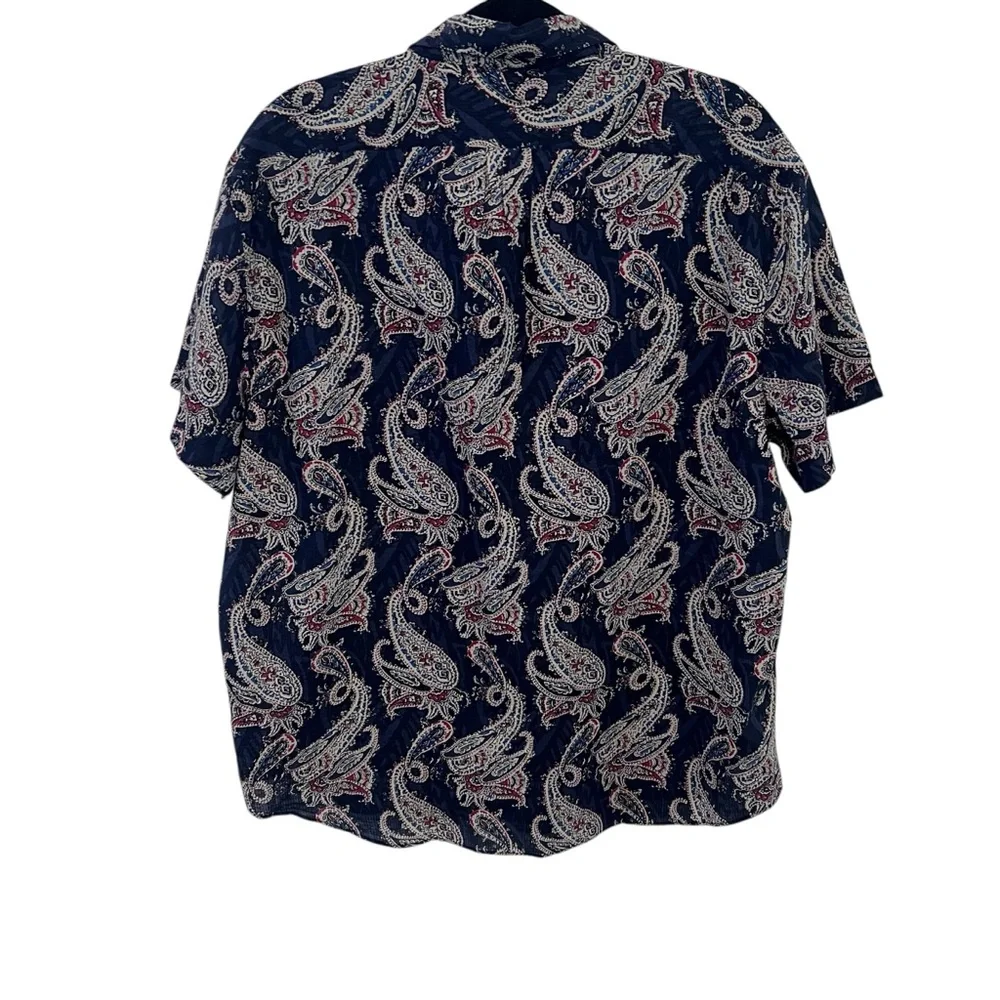 J. CREW Paisley All‎ Over Print 1/4 Button Up Classic Cotton Short Sleeve Shirt